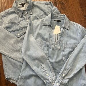 Banana Republic Light Blue Denim Top SET of Two